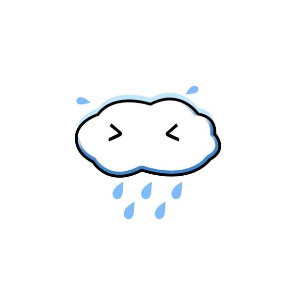 卡通白云矢量蓝色下雨白云元素
