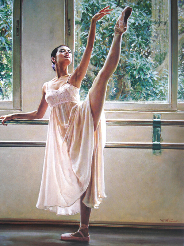 芭蕾舞美女油画图片