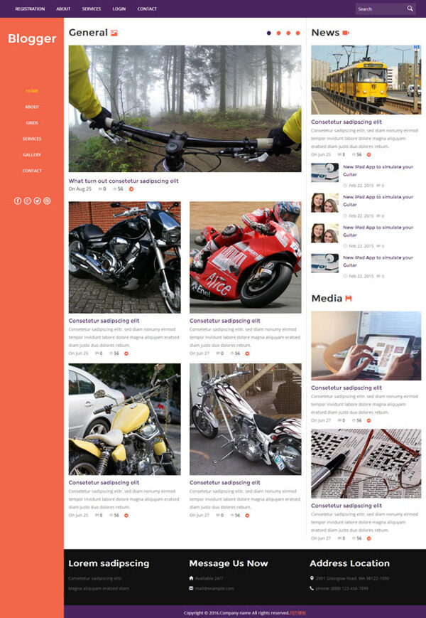 漂亮大气摩托车网页素材