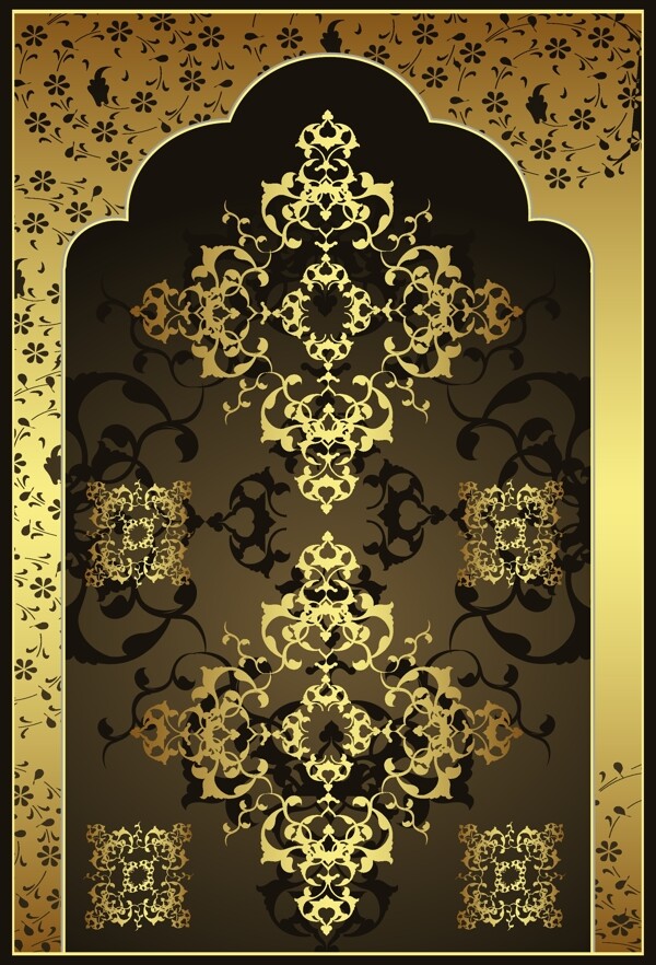 欧洲风格的华丽的金色花纹矢量素材