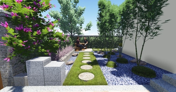 别墅庭院模型图片
