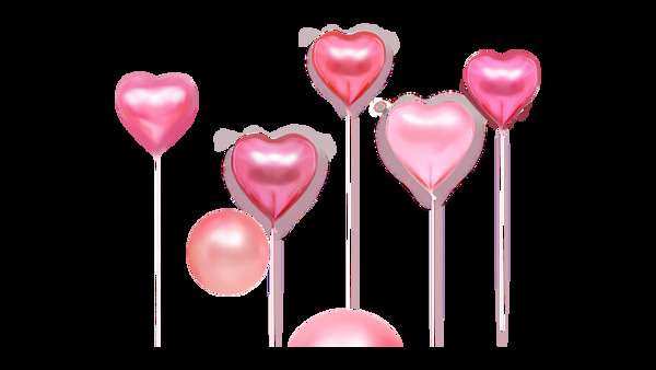 粉色心形气球png元素