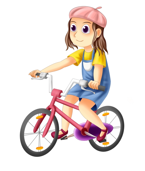 骑红色自行车女孩