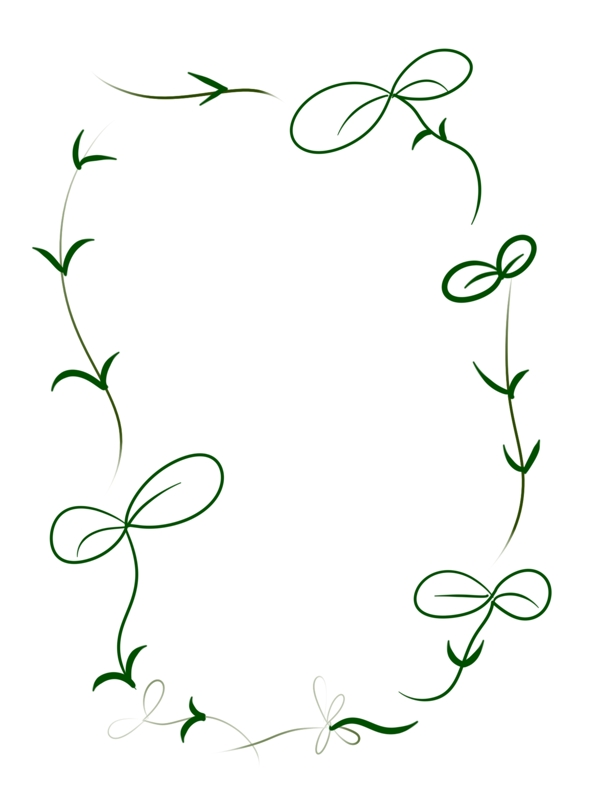 绿色植物春天手绘边框