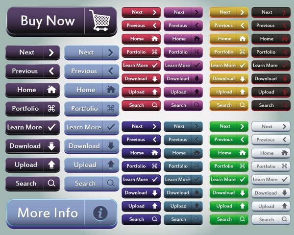 彩色网页按钮标签设计矢量素材