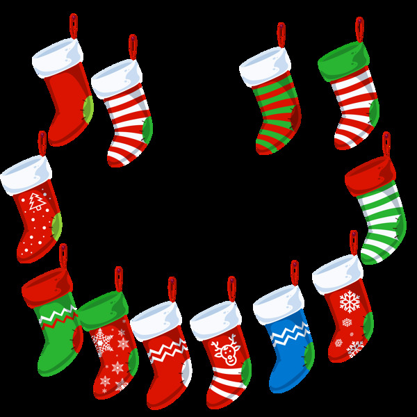 圣诞节可爱卡通袜子装饰图PNG元素