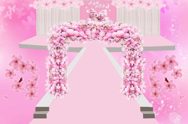 粉色婚礼装修效果图
