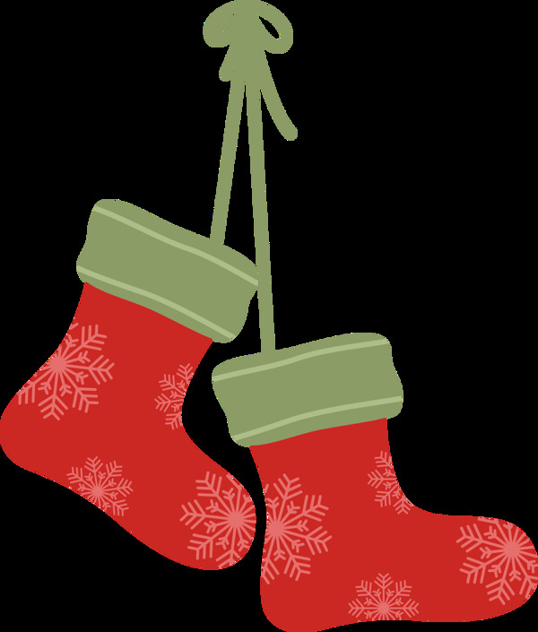 红色袜子圣诞节装饰卡通png元素