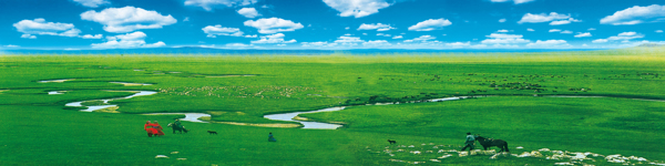 草原蒙古内蒙古草地绿地白云
