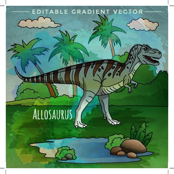 绿色侏罗纪卡通恐龙矢量素材
