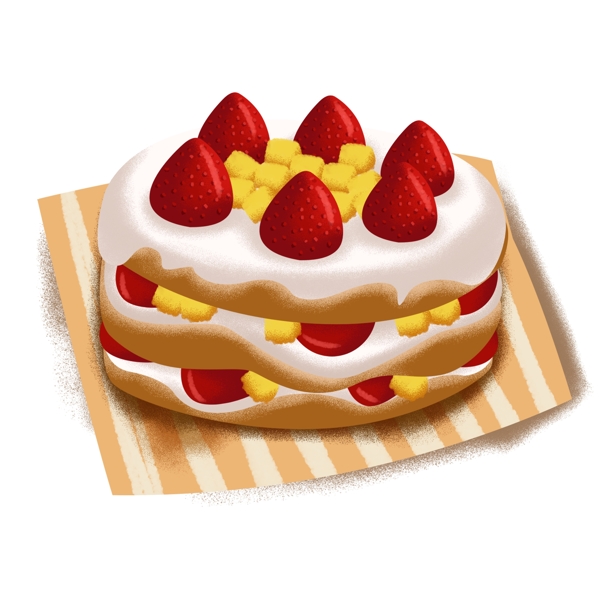 桌布上的水果裸蛋糕卡通png素材