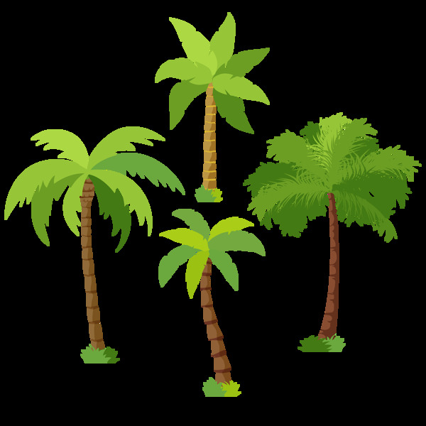 棕榈树绿色椰子树免抠png透明图层素材