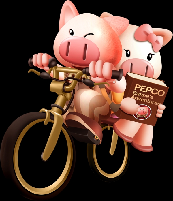 两只小猪骑单车