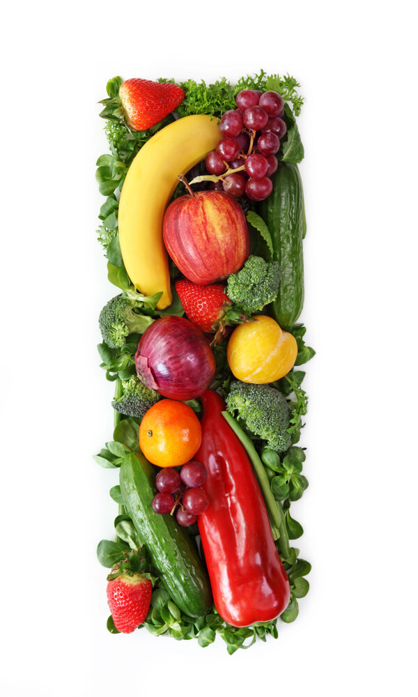 蔬菜水果组成的字母I图片