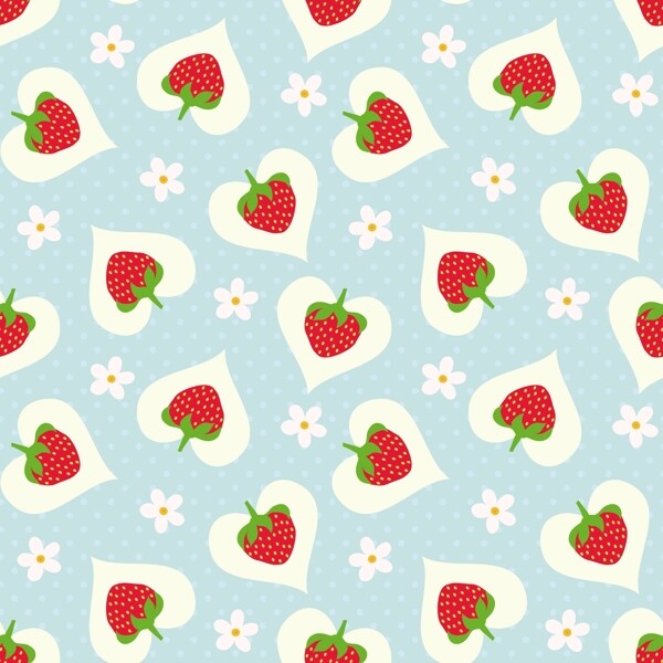草莓小爱心可爱平铺背景图