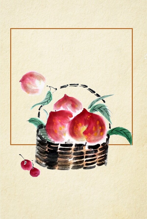 五月水果桃子背景
