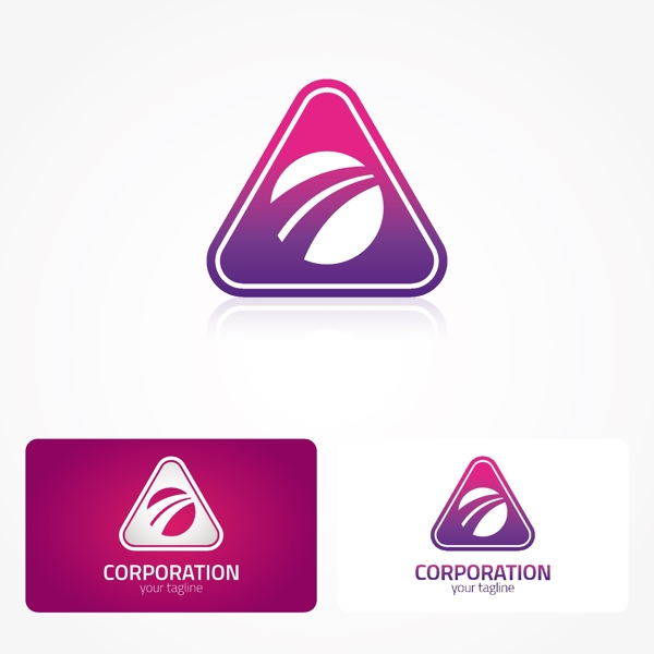 粉红紫色三角形标志设计
