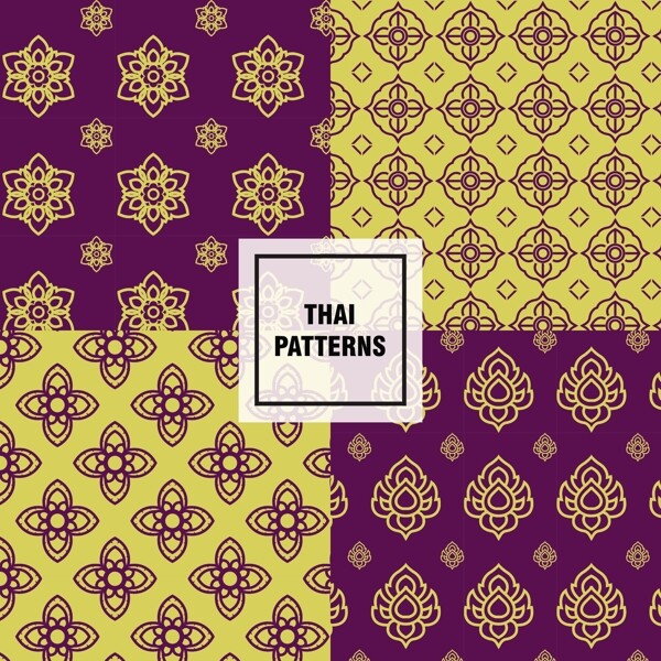 黄色和紫色的泰国图案