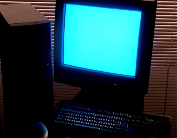 实拍老式台式计算机黑素材