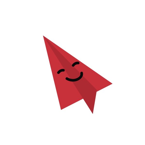 手绘红色微笑创意纸飞机