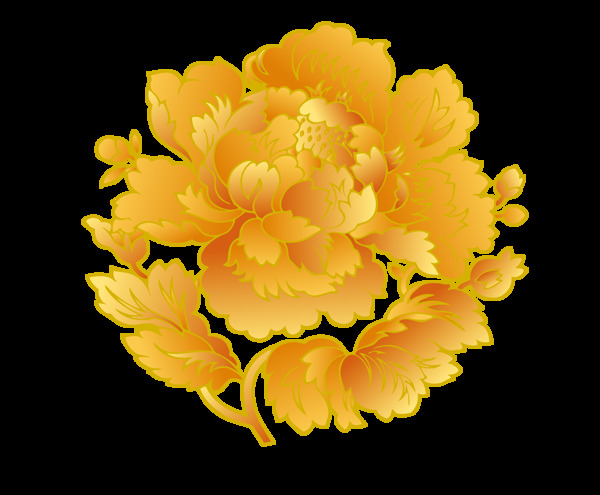 中国风高贵金色牡丹花朵图案