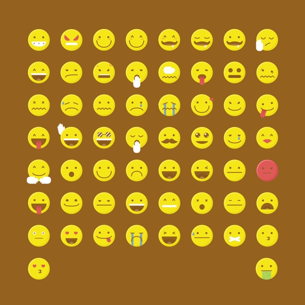 各种黄色圆形表情图标集合