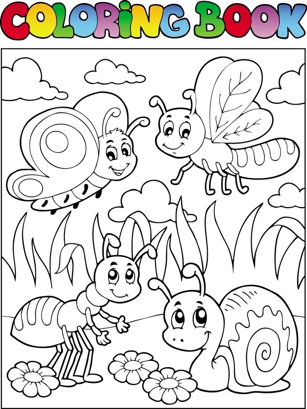 卡通蝴蝶蚂蚁蜗牛