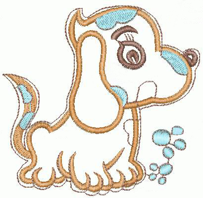 绣花动物狗卡通色彩免费素材