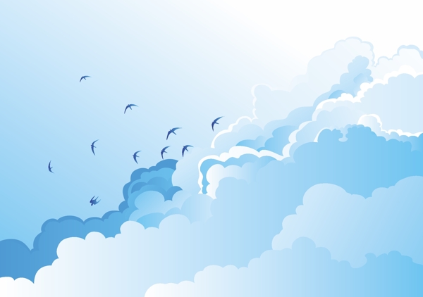 大雁的风景蓝天白云向量