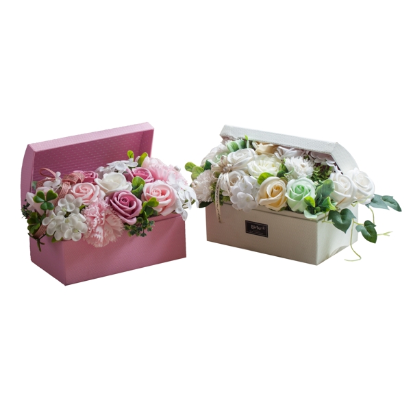 节日礼物粉色白色花盒
