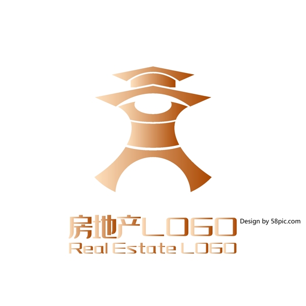 原创创意简约X字古风房子房地产LOGO