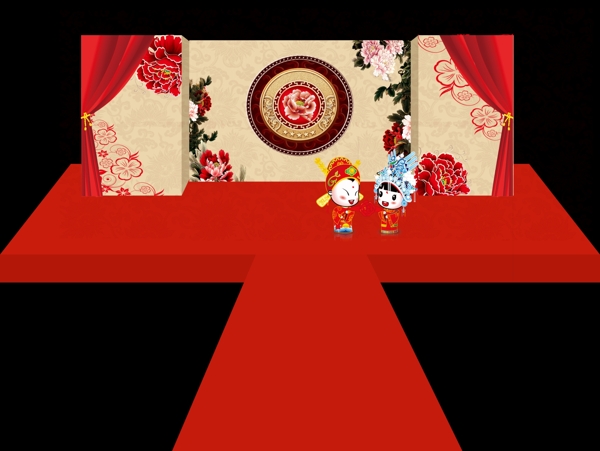 中式婚礼舞台效果免费下载