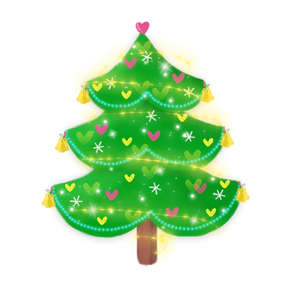 可爱圣诞节手绘插画礼物过节圣诞树彩球
