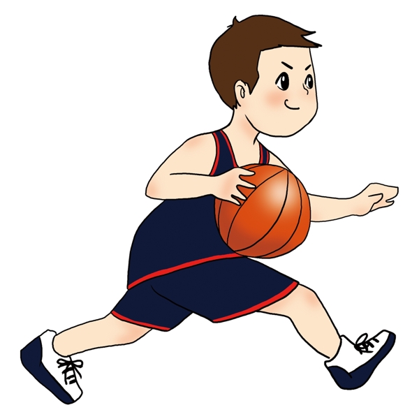 手绘可爱男孩打篮球免抠元素