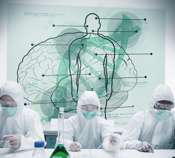 大脑模型与做实验的医生图片