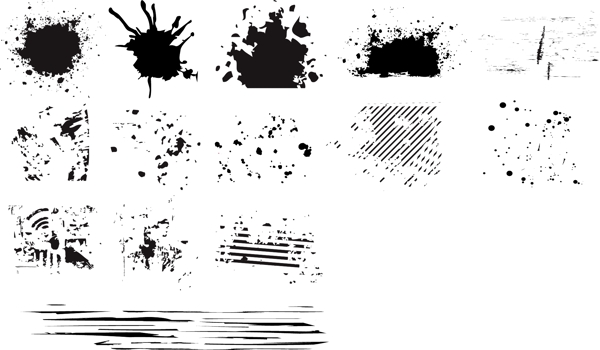 黑色和白色的设计元素矢量6墨水点系列