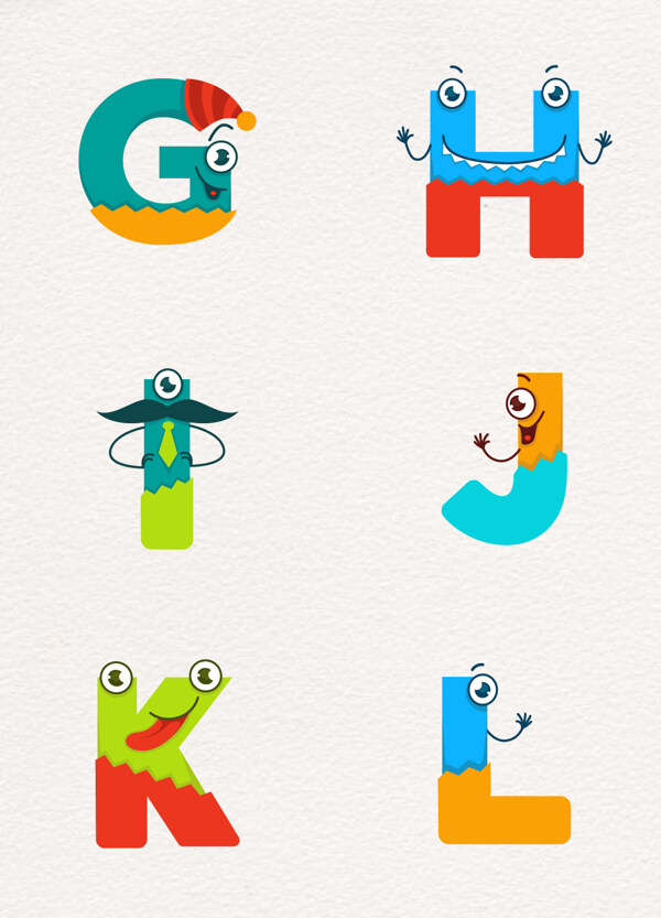 6款彩色创意字母设计艺术字元素