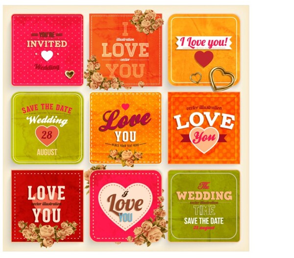时尚创意浪漫婚礼卡片矢量素材