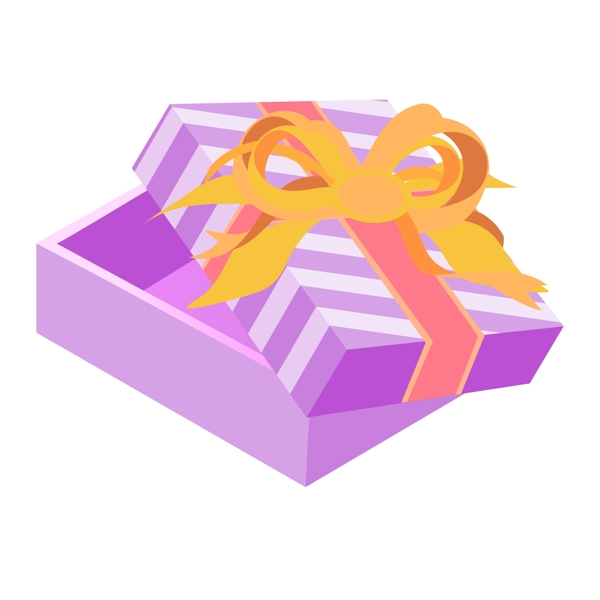 蝴蝶结彩带紫色礼品盒可商用元素
