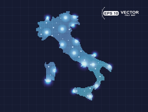蓝色意大利地图