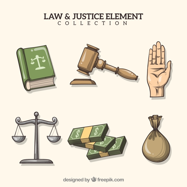 6款手绘法律元素设计