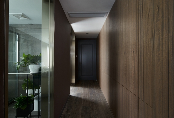 现代简约客厅褐色背景墙室内装修效果图