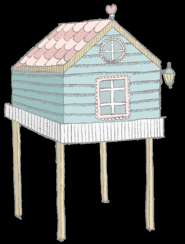 童真手绘彩色小房子装饰图案