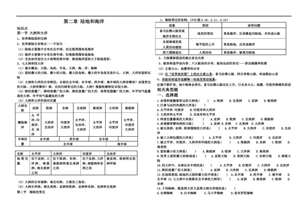 地理人教版陆地和海洋