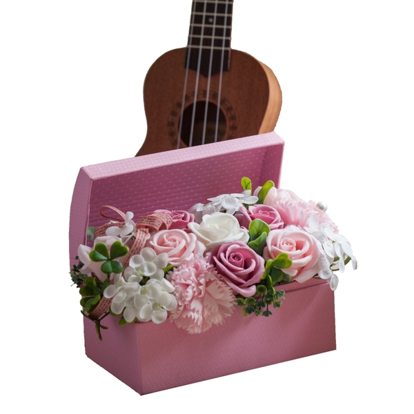 节日礼物粉色花盒