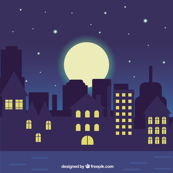 夜间城市的插图