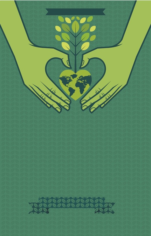 绿色双手之间的小树苗背景素材