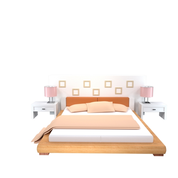 3D卧室家装双人床