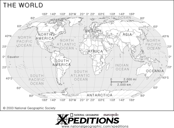 英文版世界地图