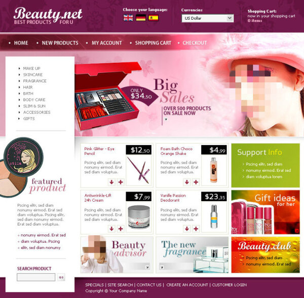 化妆品网页psd设计